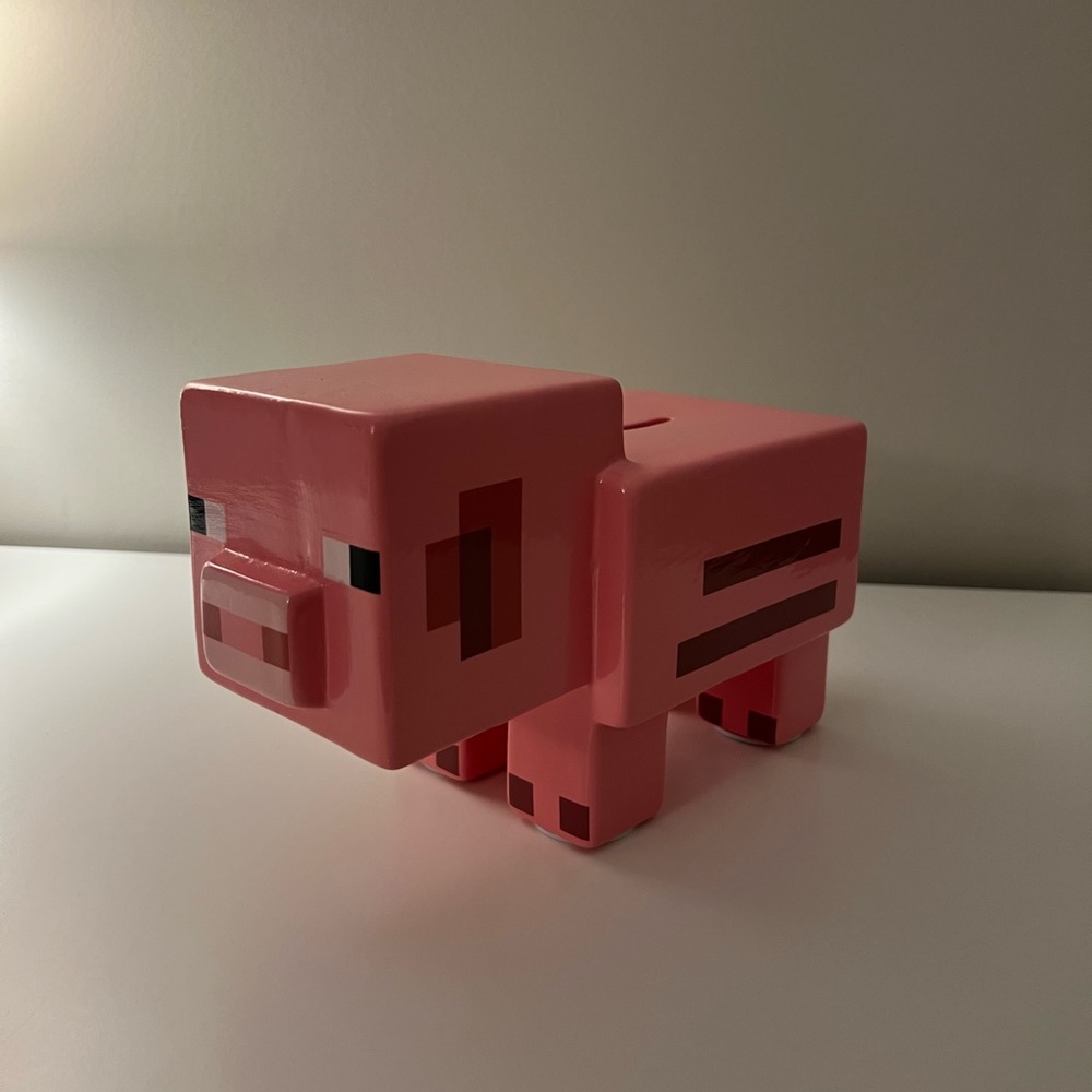 Minecraft pig ceramic piggy bank